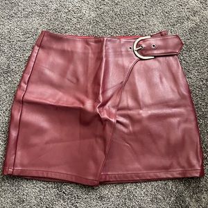 Maroon Pleather Mini Skirt